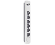QOLTEC antyprzepięciowa - 6 gniazd, 2x USB, 1.8m, biało-szara - 1122594 - zdjęcie 3